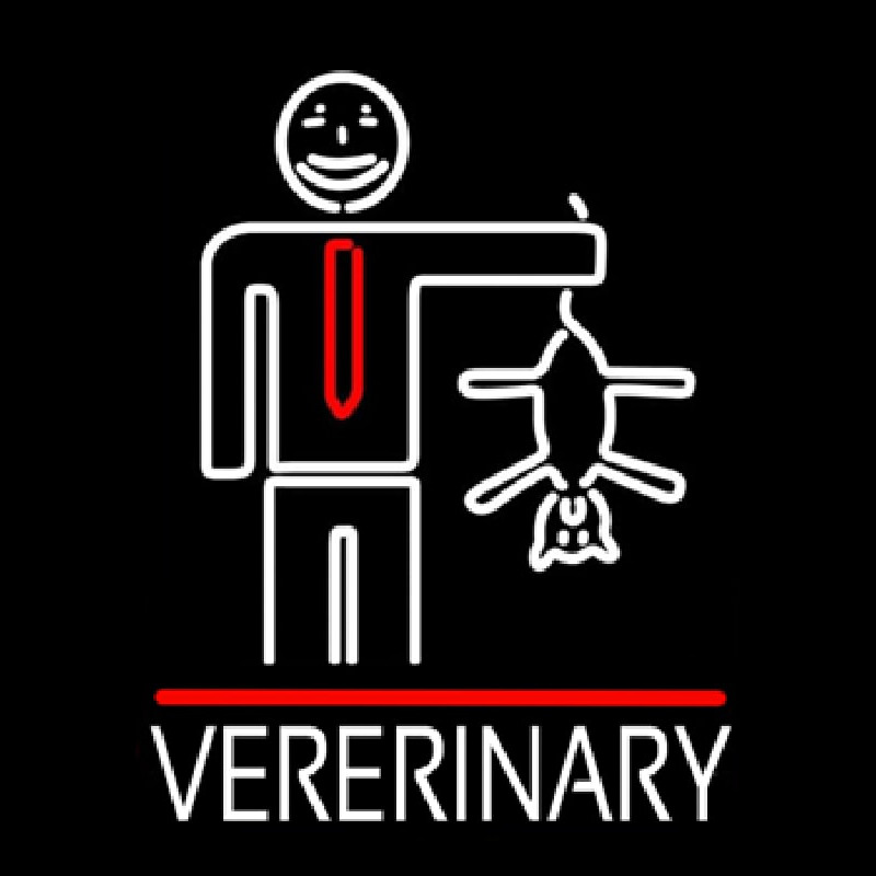 Veterinary Man And Cat Logo Neonskylt