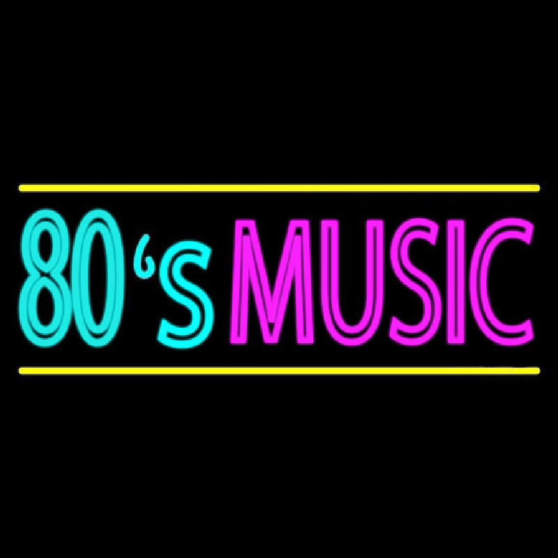 80s Music With Line Neonskylt