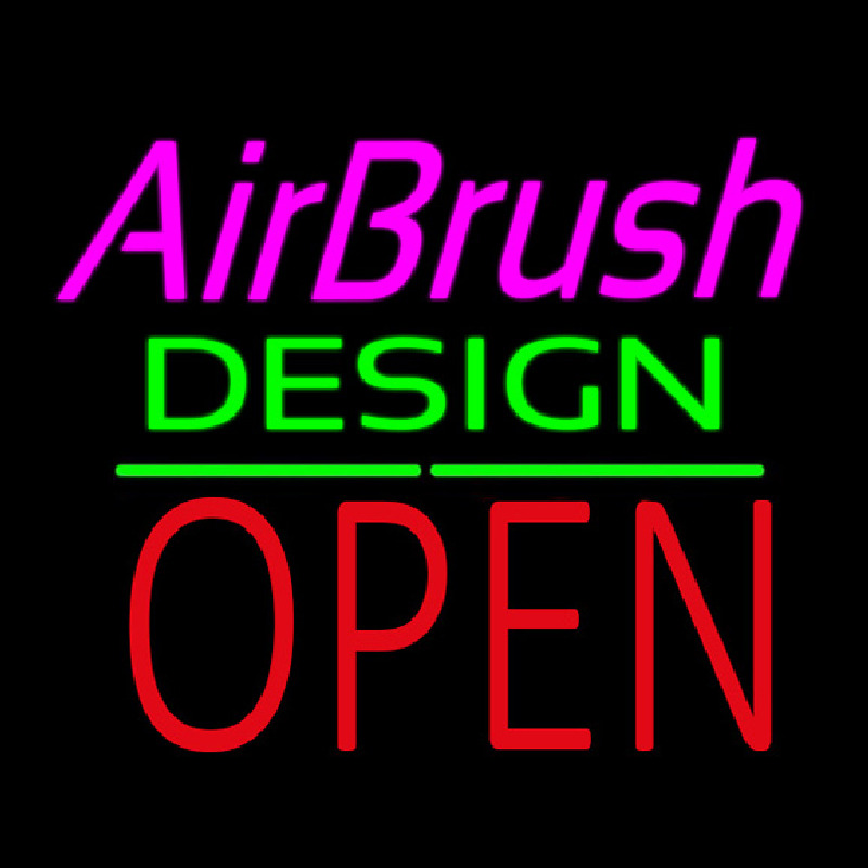 Airbrush Design Block Open Green Line Neonskylt