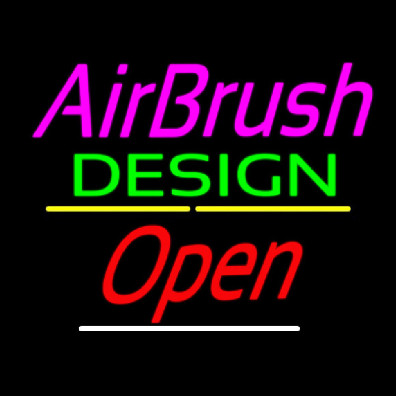 Airbrush Design Open Yellow Line Neonskylt