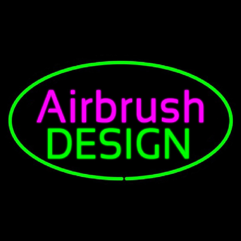 Airbrush Design Oval Green Neonskylt