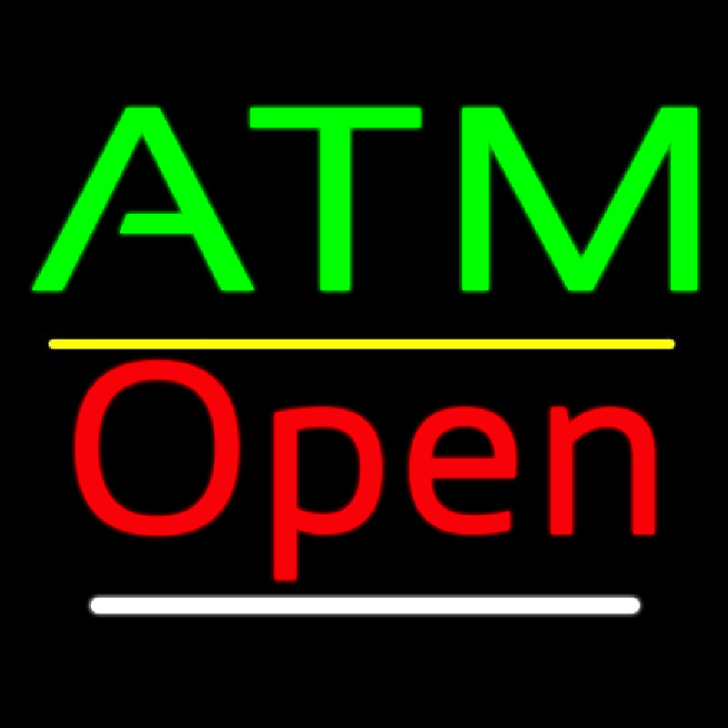 Atm Open Yellow Line Neonskylt