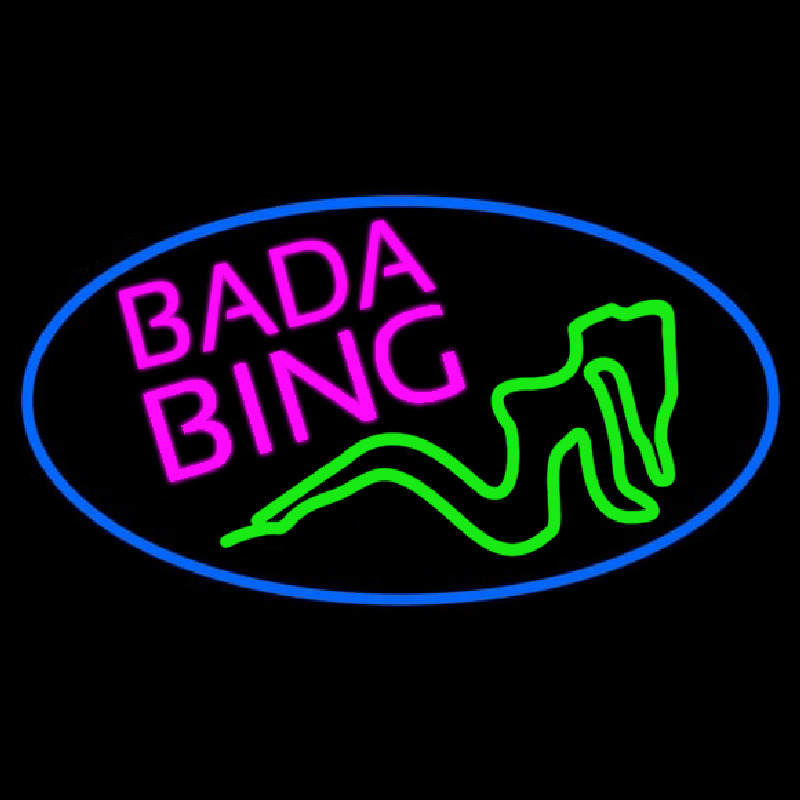 Bada Bing Girl With Blue Border Neonskylt