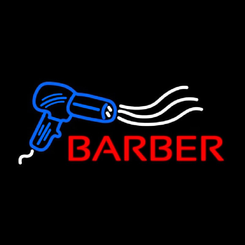 Barber With Dryer Logo Neonskylt