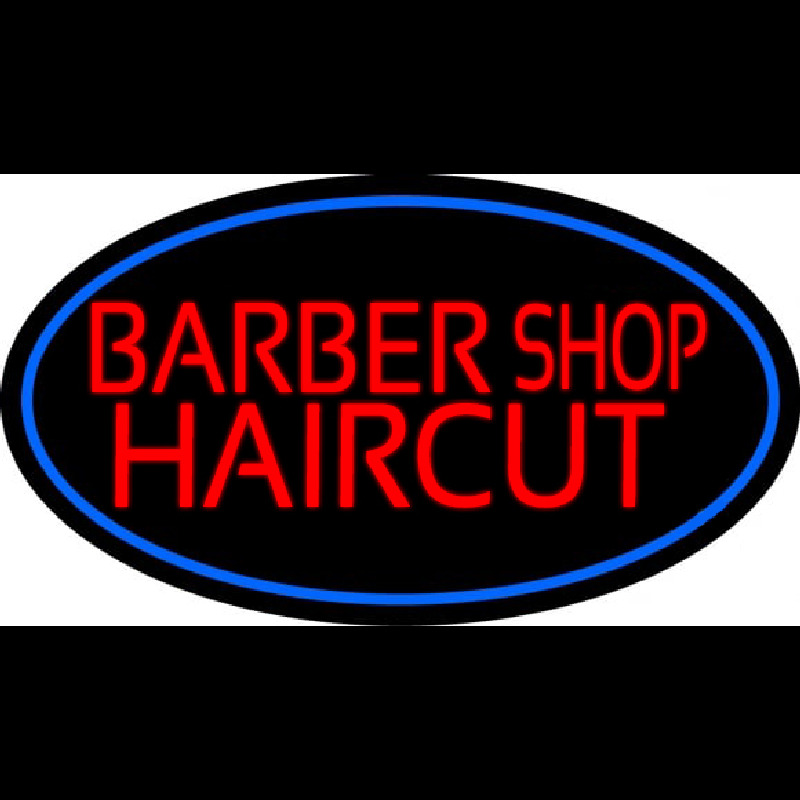 Barbershop Haircut With Blue Border Neonskylt