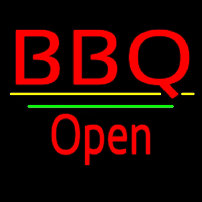 Bbq Open White Line Neonskylt