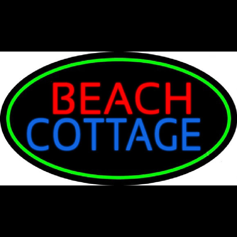 Beach Cottage With Green Border Neonskylt