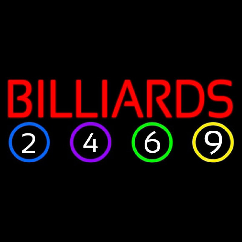 Billiards With Balls Neonskylt