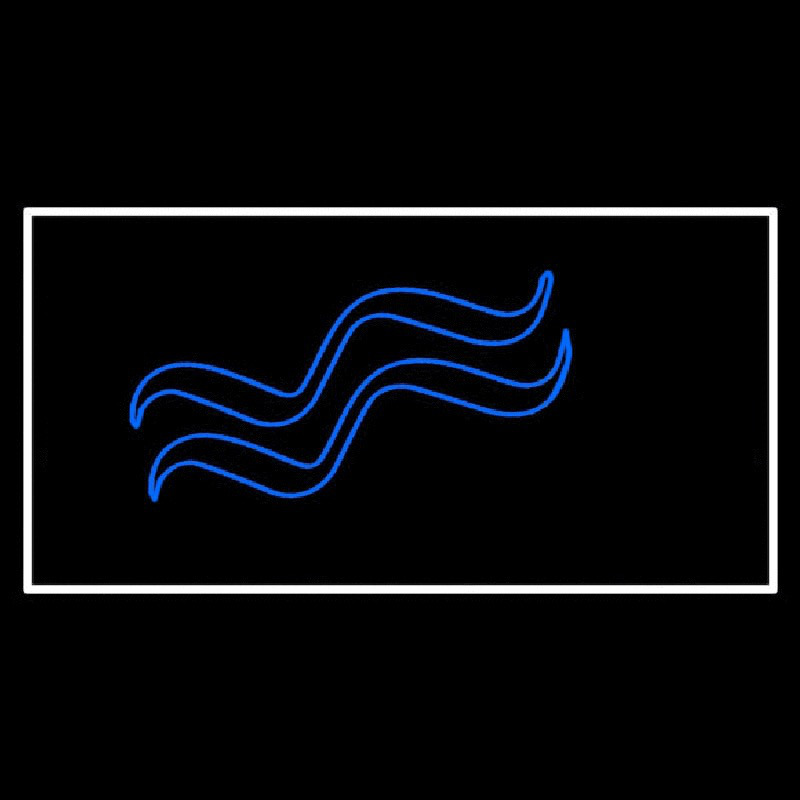 Blue Aquarius Logo White Border Neonskylt