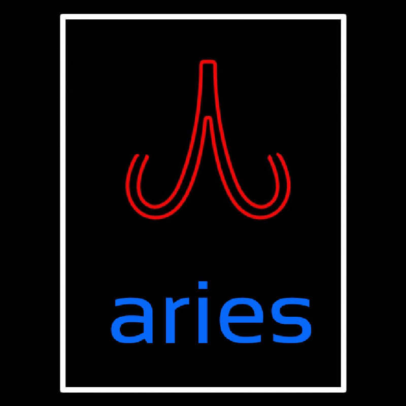 Blue Aries White Border With Red Logo Neonskylt