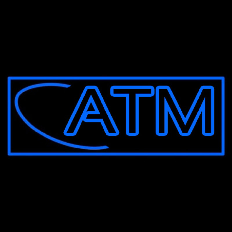 Blue Atm With Border Neonskylt