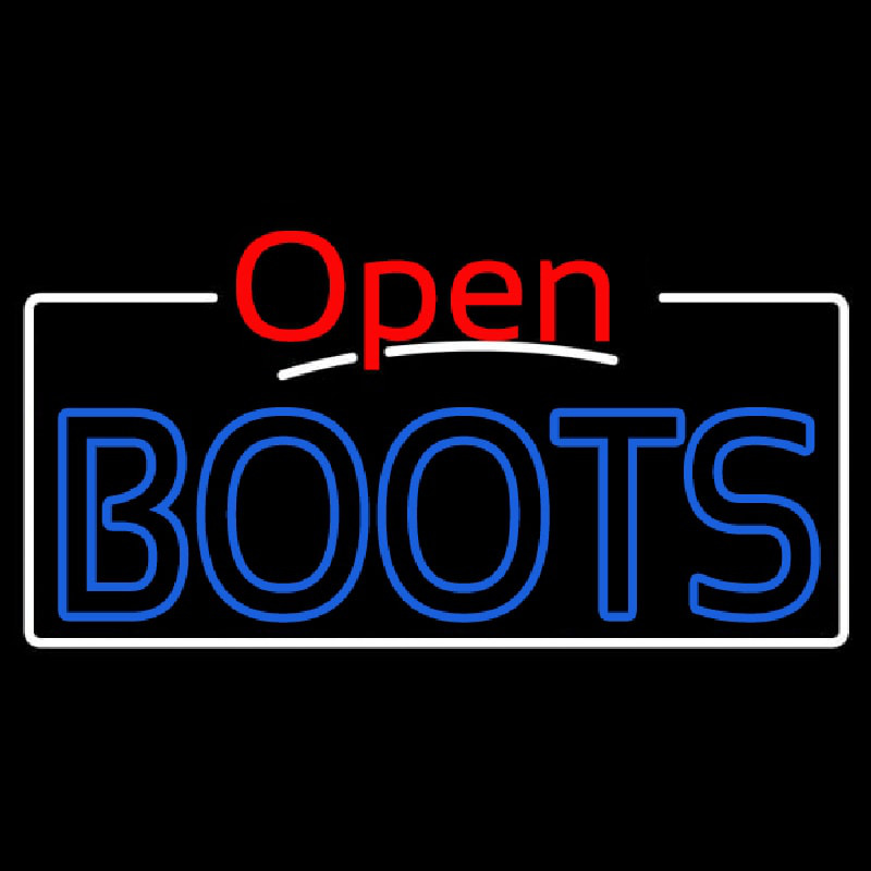 Blue Boots Open With White Border Neonskylt