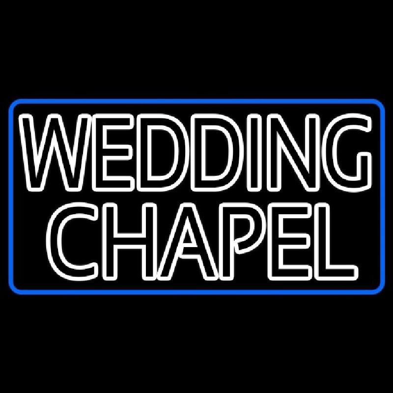 Blue Border Double Stroke Wedding Chapel Neonskylt