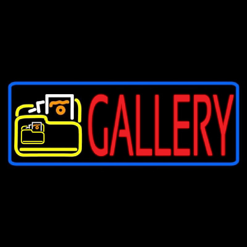 Blue Border Red Gallery With Logo Neonskylt