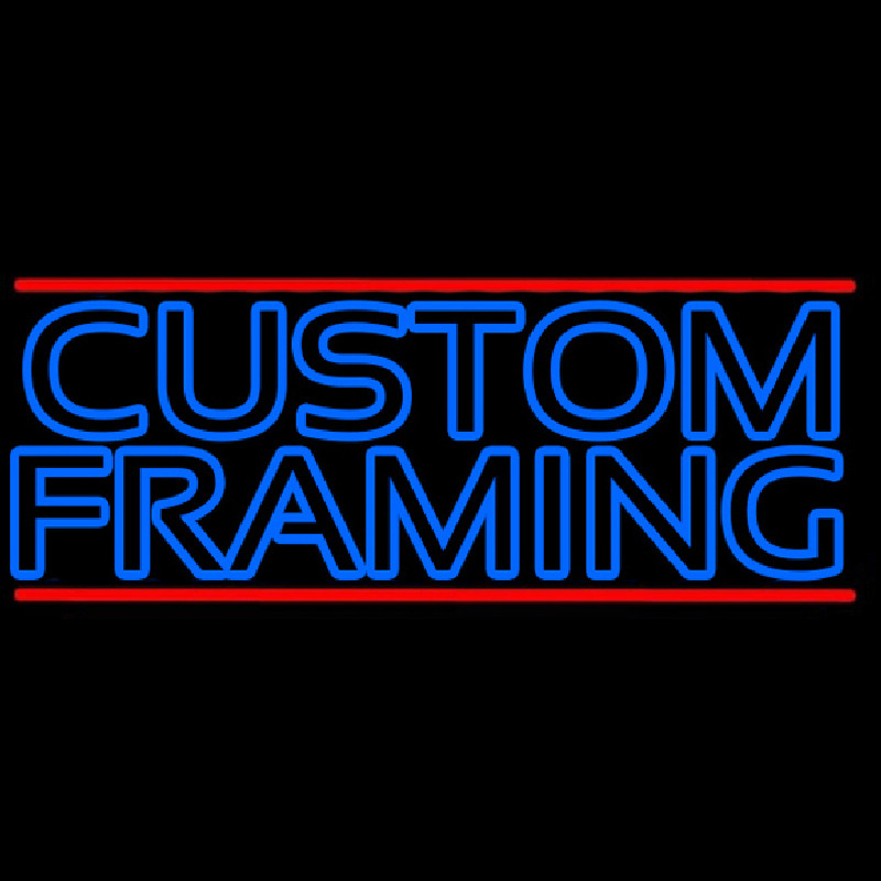 Blue Custom Framing With Red Lines Neonskylt