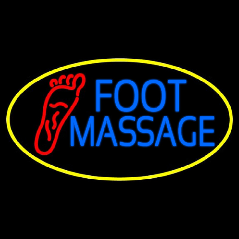 Blue Foot Massage With Yellow Oval Neonskylt