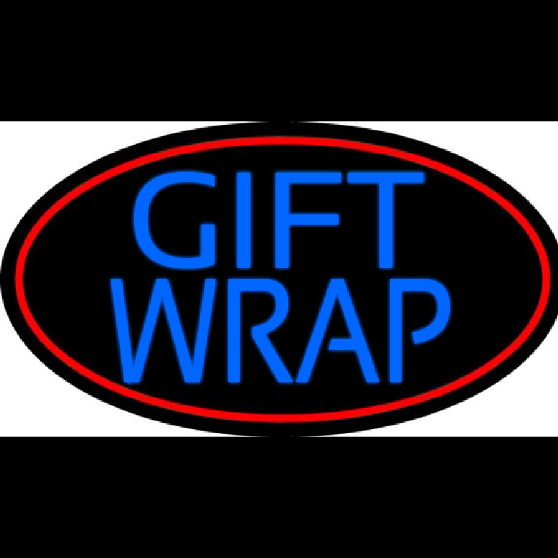 Blue Gift Wrap With Red Oval Neonskylt