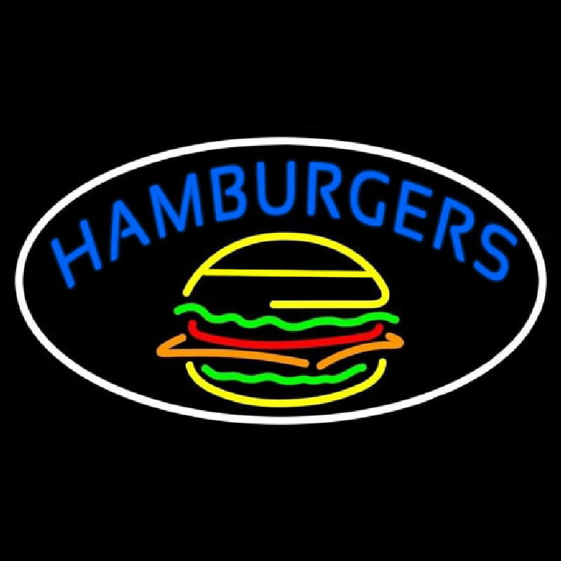 Blue Hamburgers Oval Neonskylt