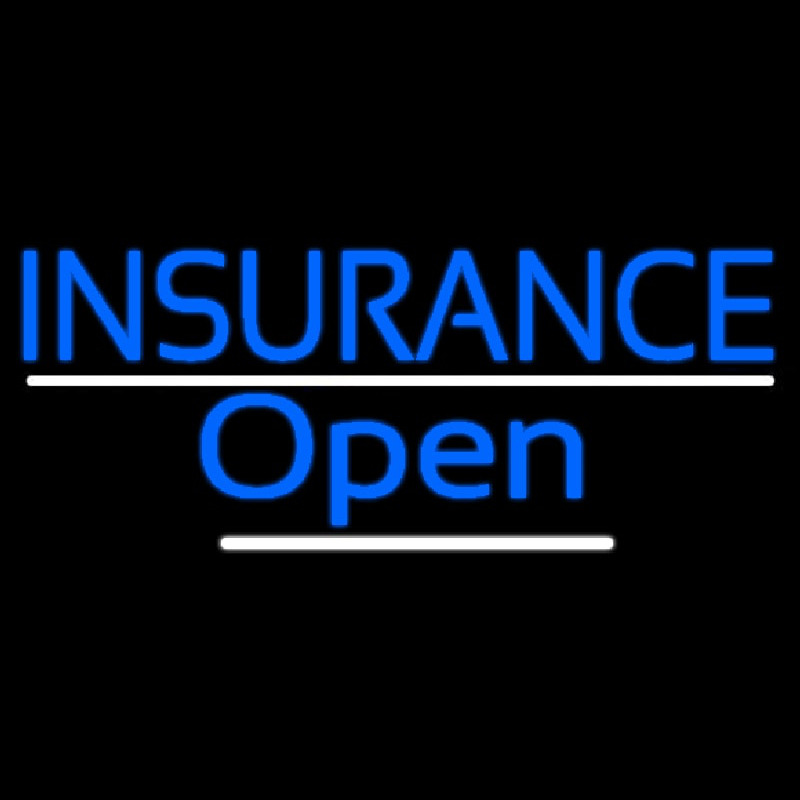 Blue Insurance Open White Line Neonskylt