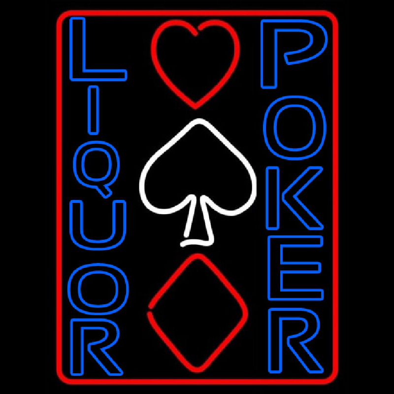 Blue Liquor Poker Neonskylt