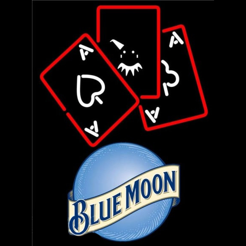 Blue Moon Ace And Poker Beer Sign Neonskylt