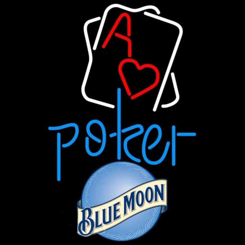 Blue Moon Rectangular Black Hear Ace Beer Sign Neonskylt