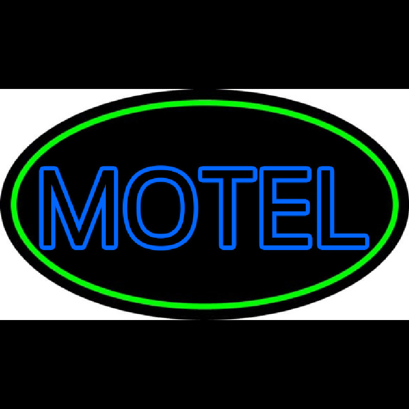 Blue Motel Double Stroke And Green Border Neonskylt