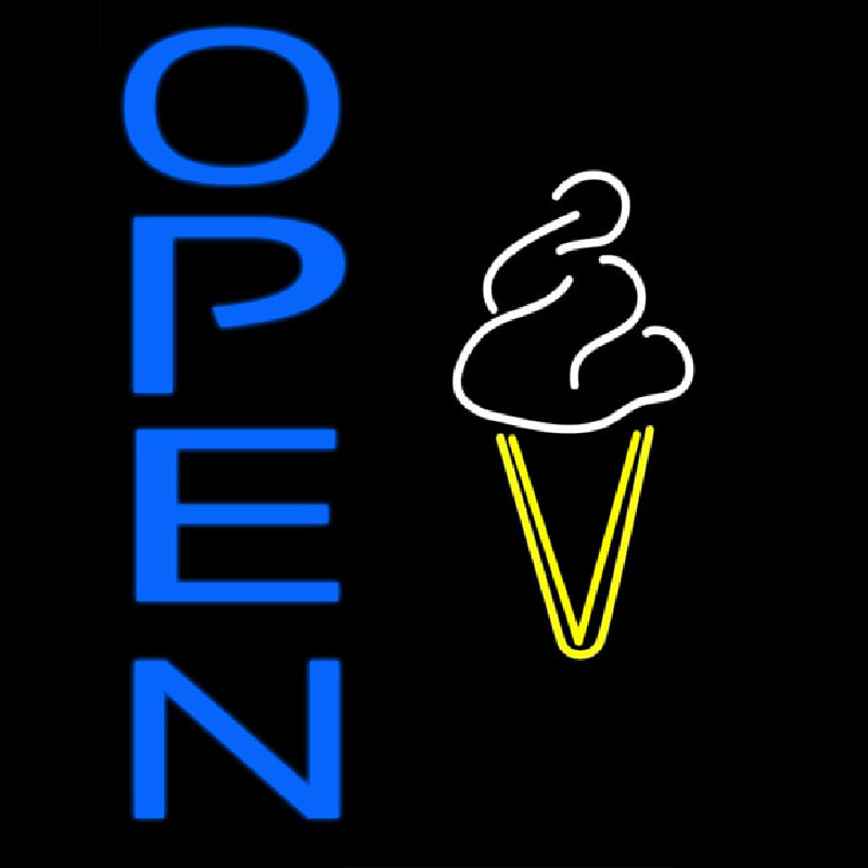 Blue Open Ice Cream Cone Neonskylt