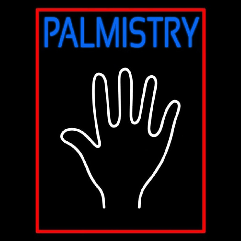 Blue Palmistry Red Border Neonskylt