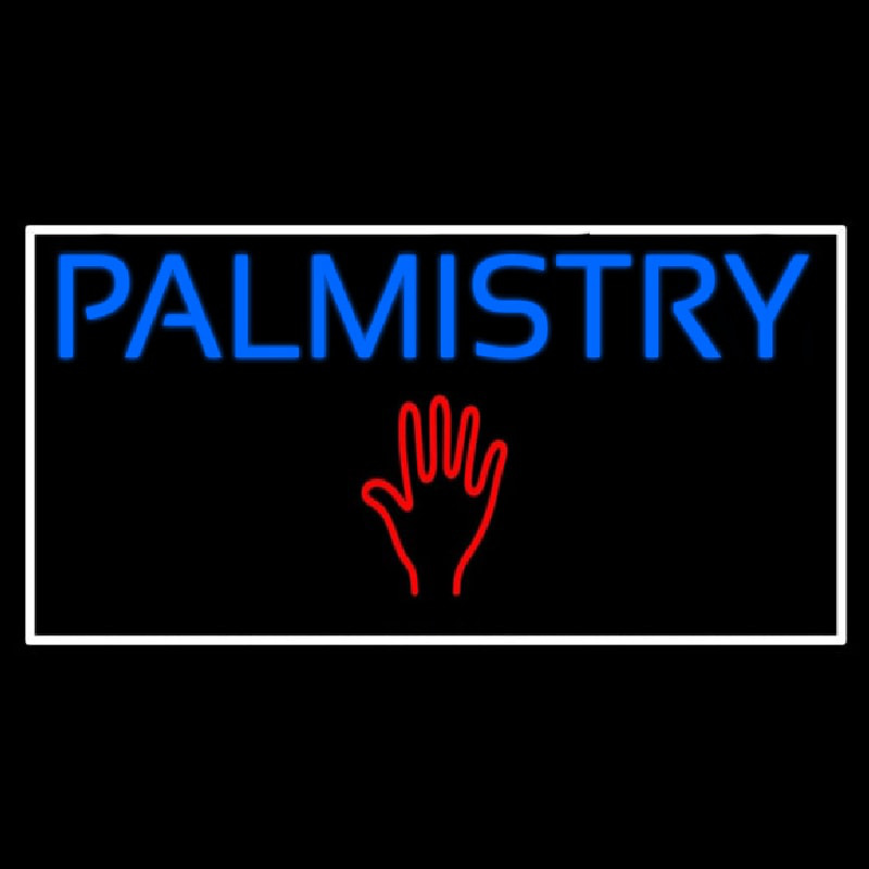 Blue Palmistry Red Palm White Border Neonskylt