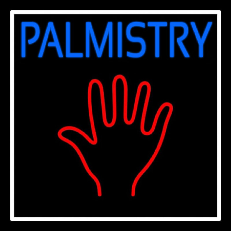 Blue Palmistry White Border Neonskylt