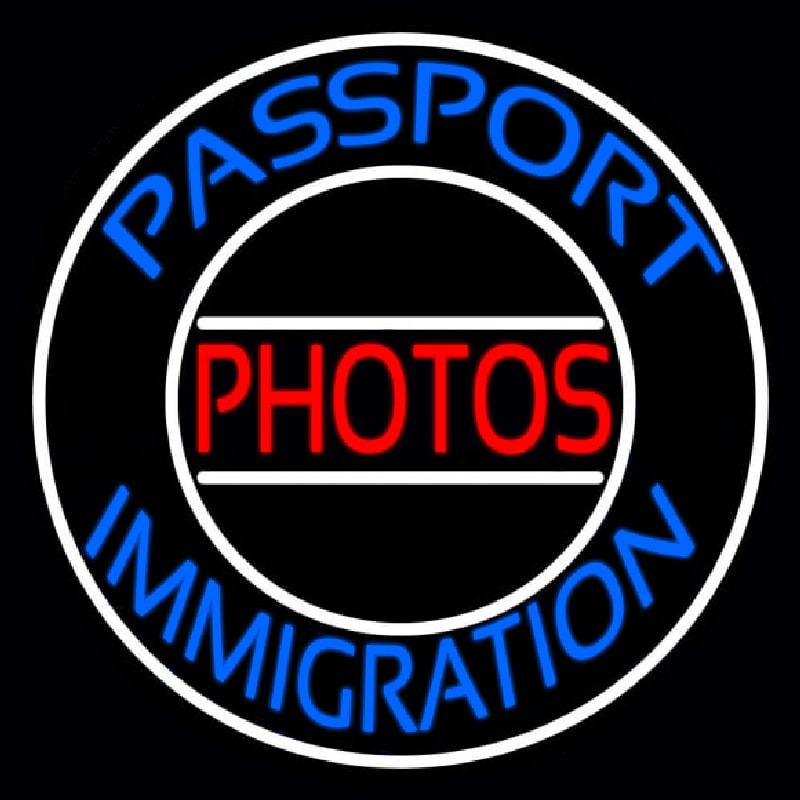 Blue Passport Immigration Photos 1 Neonskylt