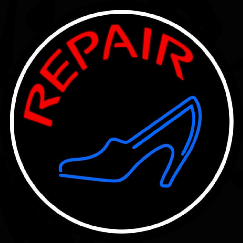 Blue Sandal Red Repair Neonskylt