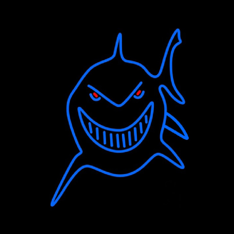 Blue Shark Face Neonskylt