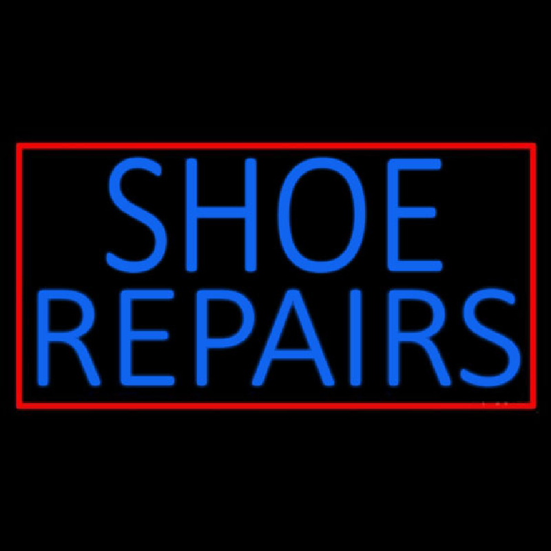 Blue Shoe Repairs With Border Neonskylt