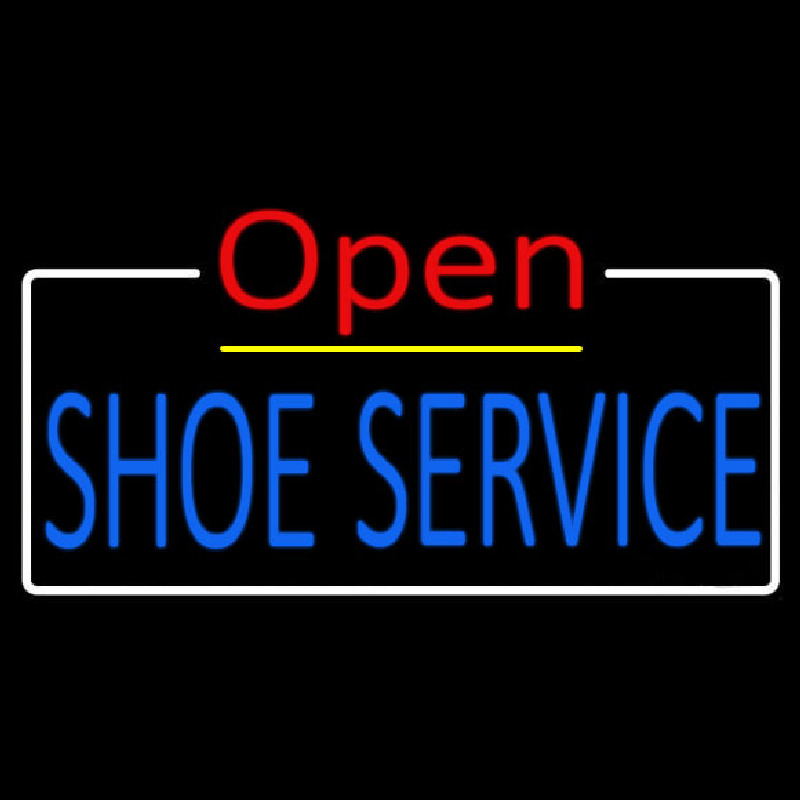 Blue Shoe Service Open Neonskylt