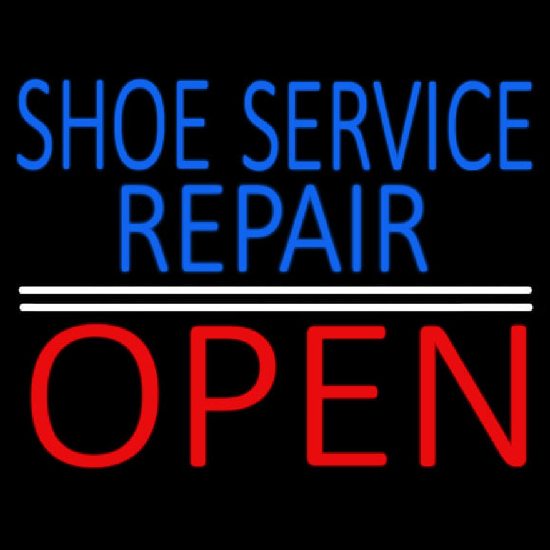 Blue Shoe Service Repair Open Neonskylt