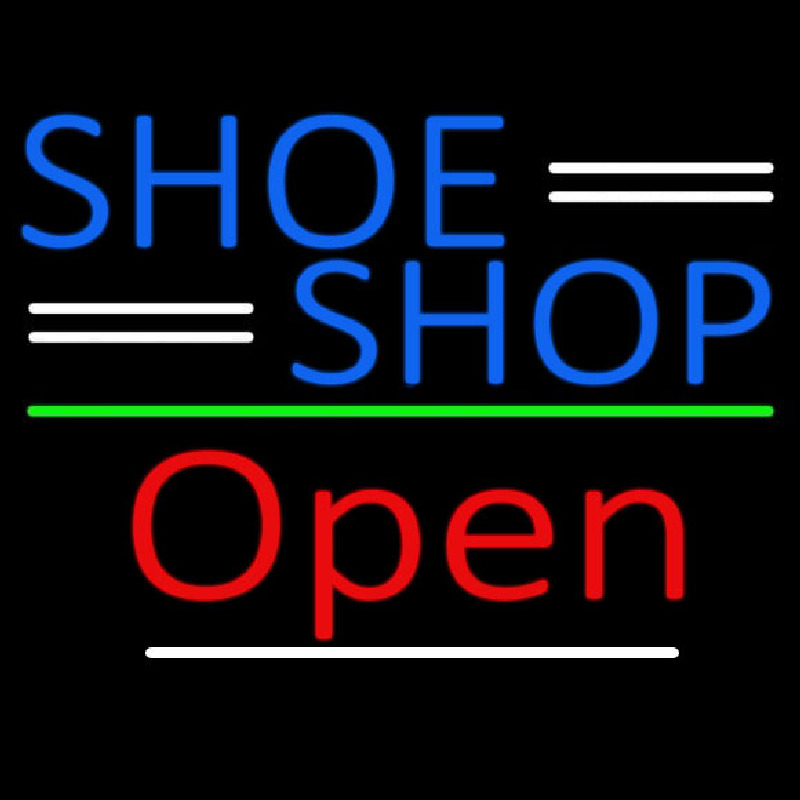 Blue Shoe Shop Open Neonskylt