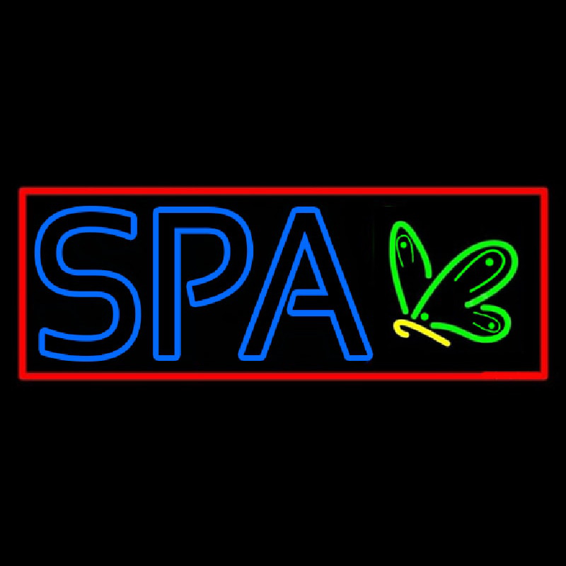 Blue Spa With Red Border Neonskylt