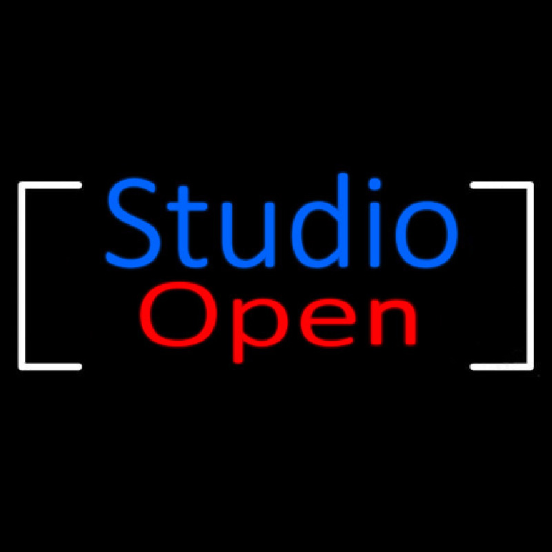 Blue Studio Red Open Border Neonskylt