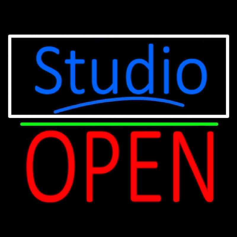 Blue Studio With Open 1 Neonskylt