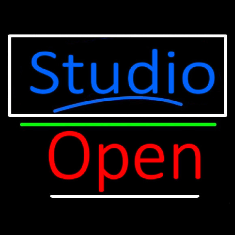 Blue Studio With Open 3 Neonskylt