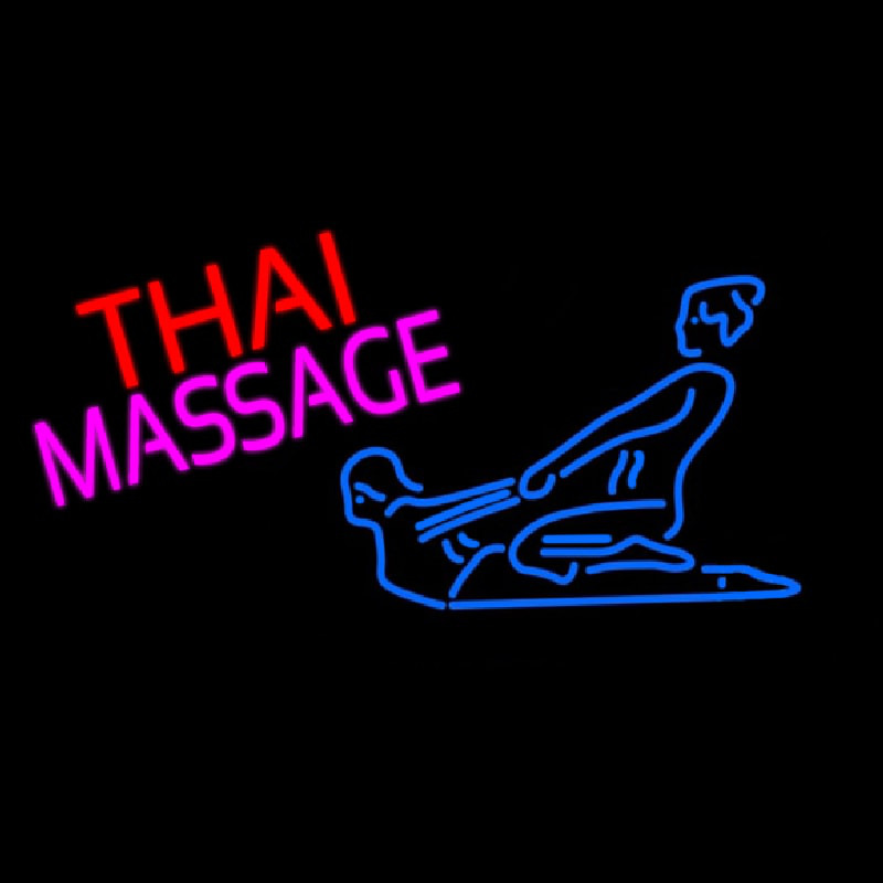 Blue Thai Massage Logo Neonskylt