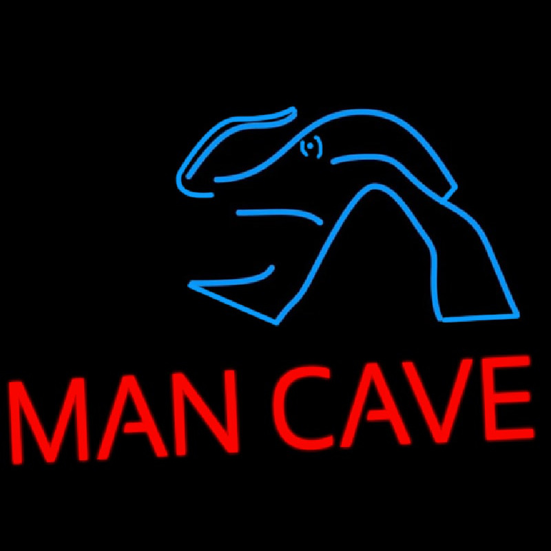 Blue Waves Red Man Cave Neonskylt