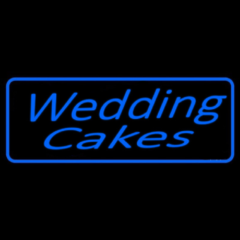 Blue Wedding Cakes Cursive Neonskylt