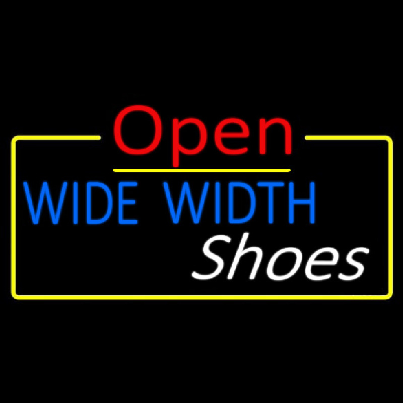 Blue Wide Width White Shoes Open Neonskylt