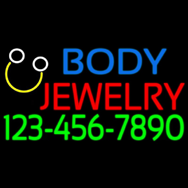 Body Jewelry With Phone Number Neonskylt