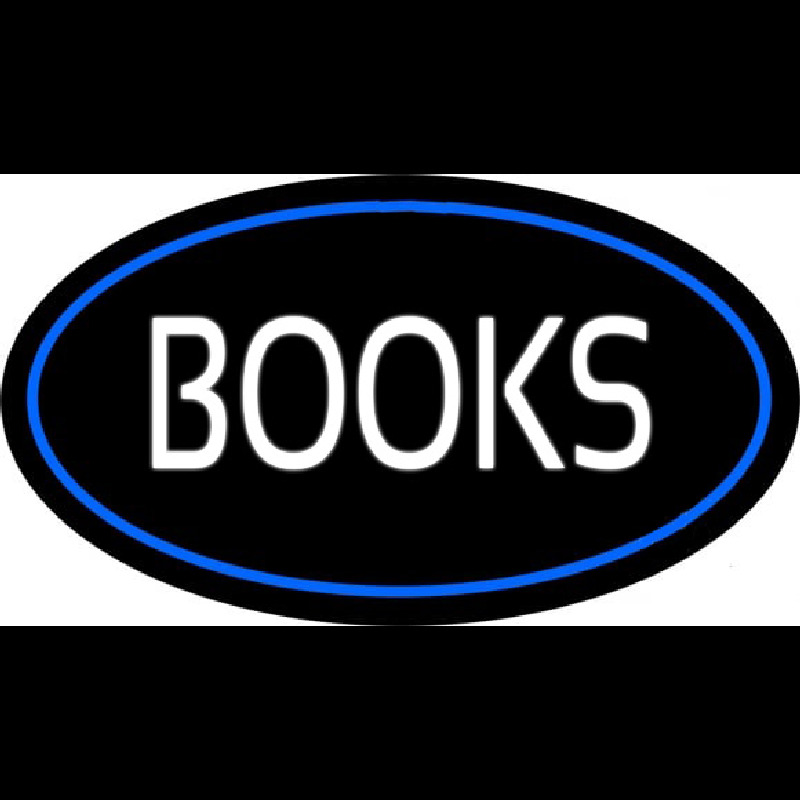 Books Oval Blue Neonskylt