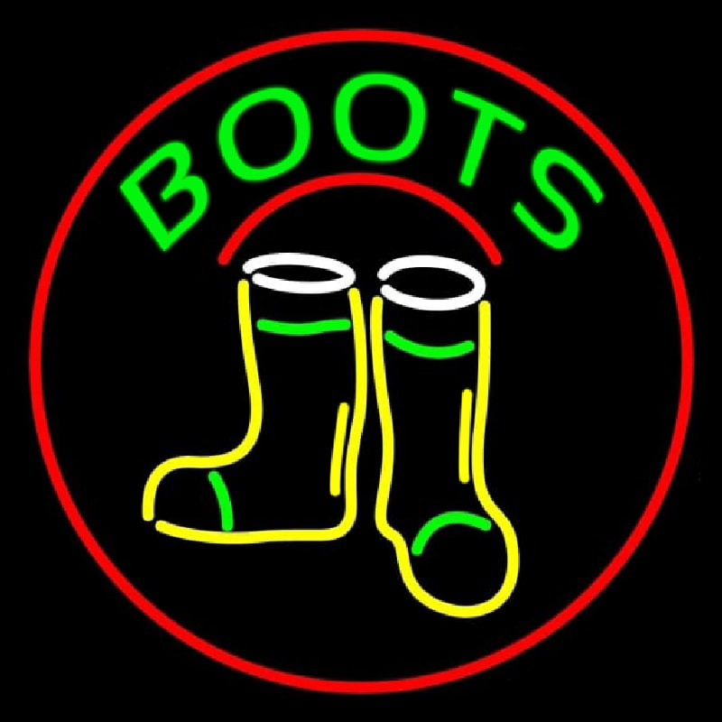 Boots With Logo Red Border Neonskylt