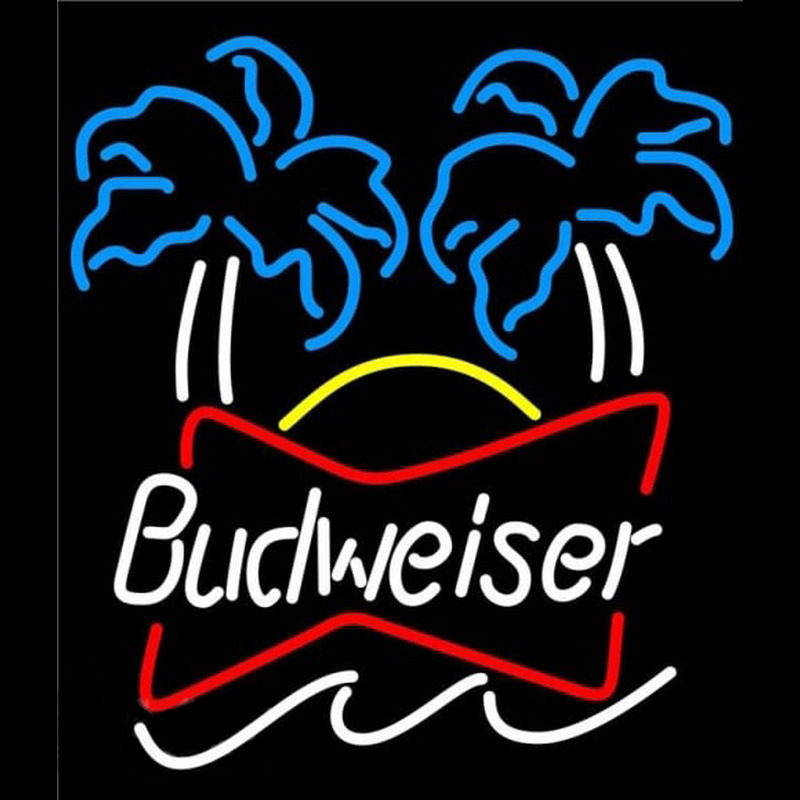 Bud Dual Palm Trees Beer Sign Neonskylt